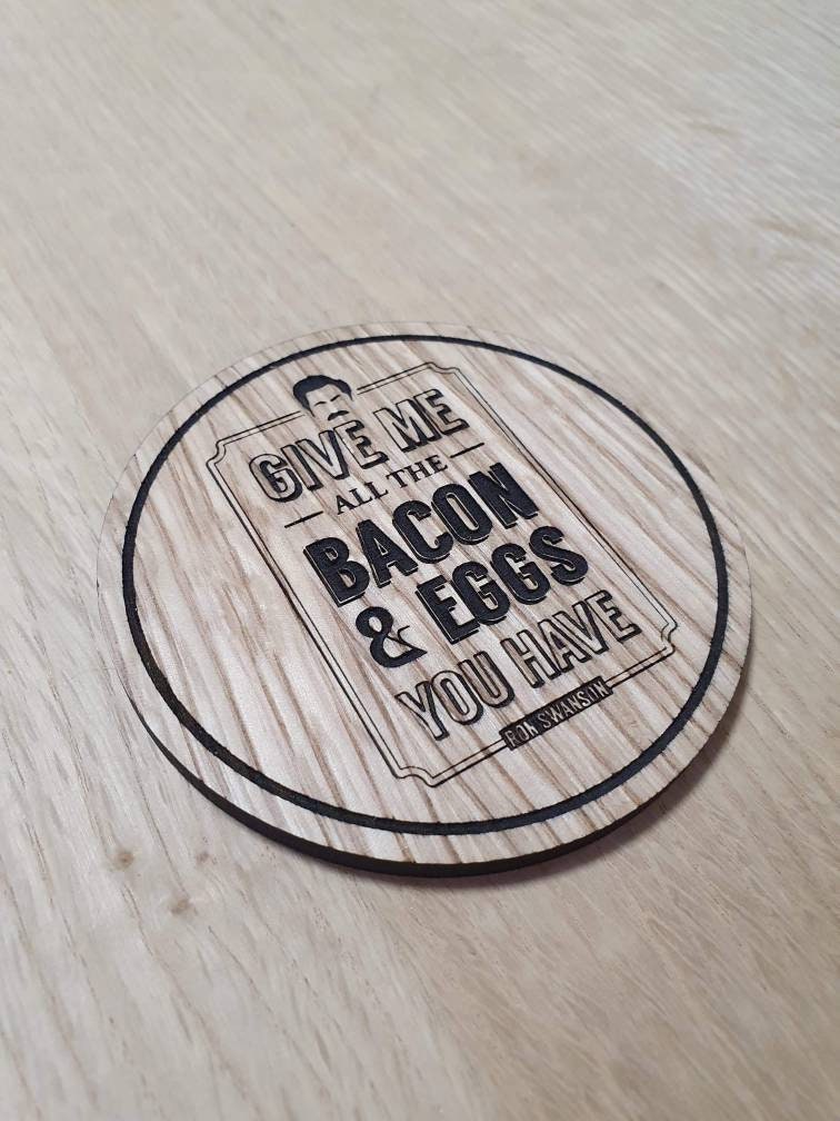 Laser cut wooden coaster. Parks Recreation Ron Swanson regret nothing - Unique Gift lasercut