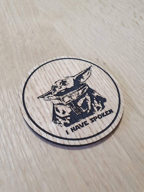 Laser cut wooden coaster personalised. The child I have spoken