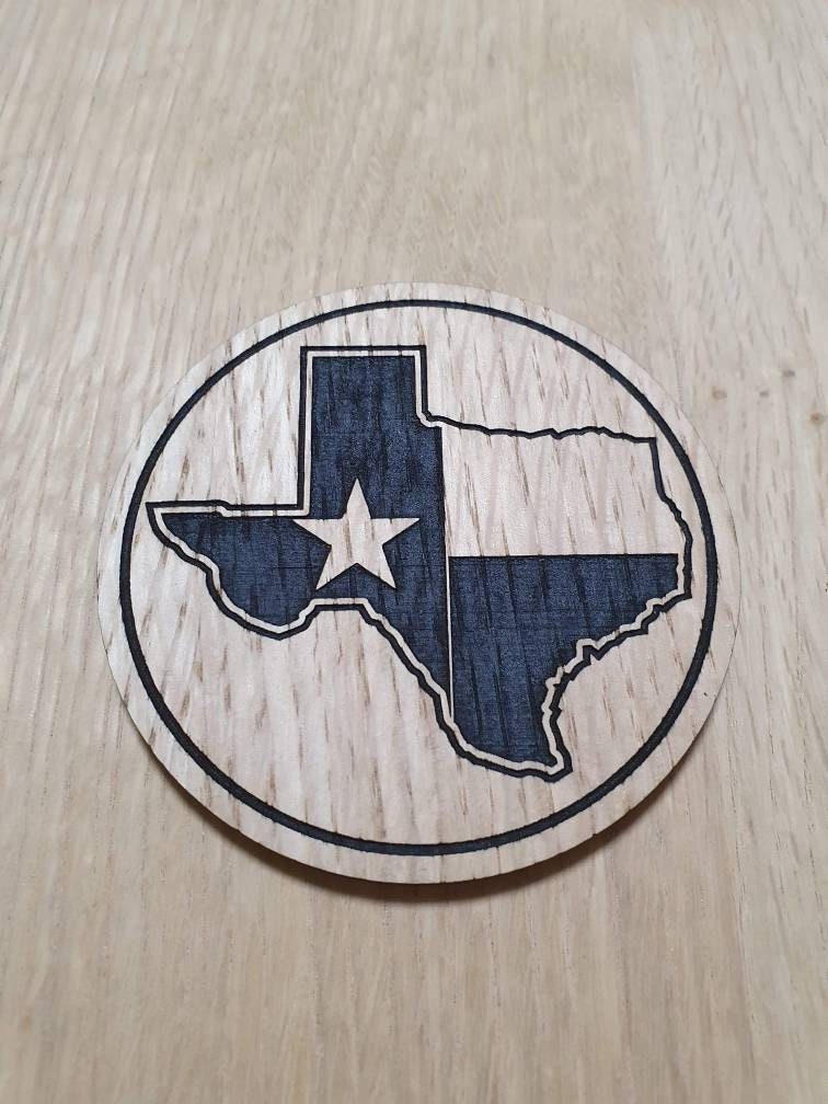 Laser cut wooden coaster personalised. Texas The Lone Star State