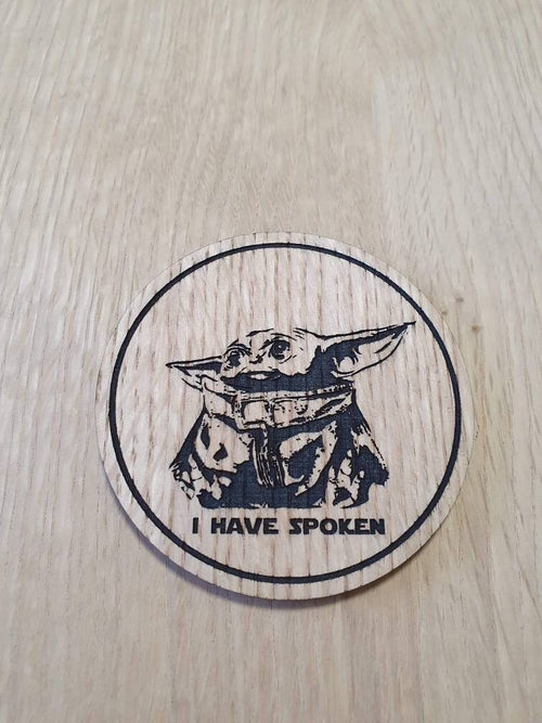 Laser cut wooden coaster personalised. The child I have spoken