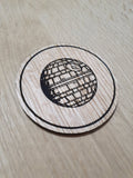 Laser cut wooden coaster. Death star - Unique Gift lasercut