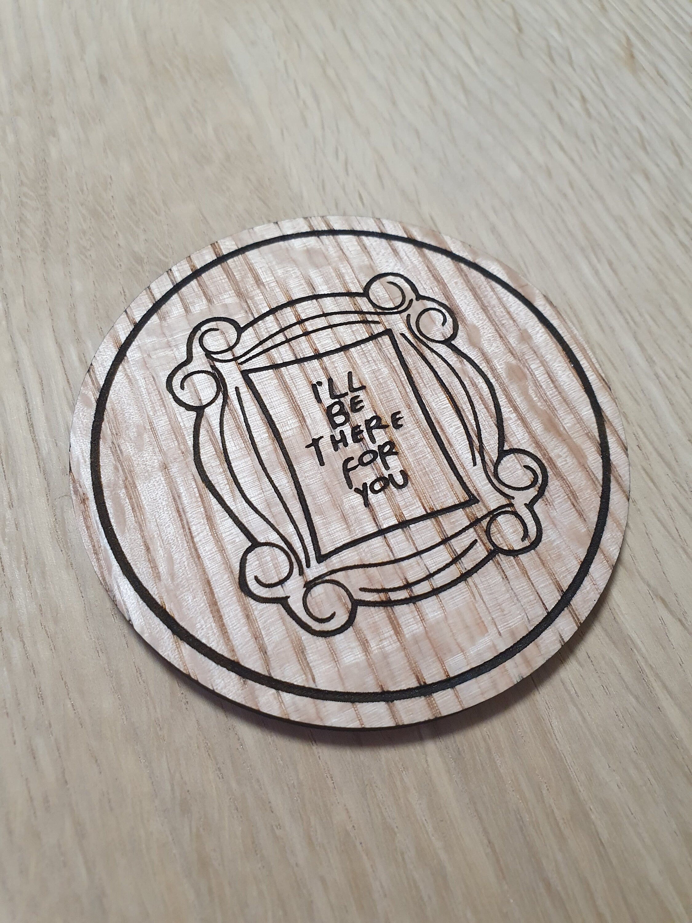 Laser cut wooden coaster. Friends Door Frame - Unique Gift lasercut