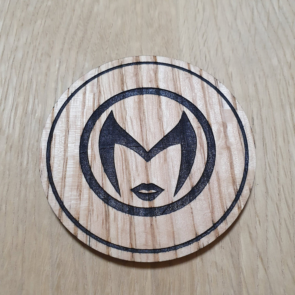 Laser cut wooden coaster. Scarlet Witch Mask - Unique Gift lasercut