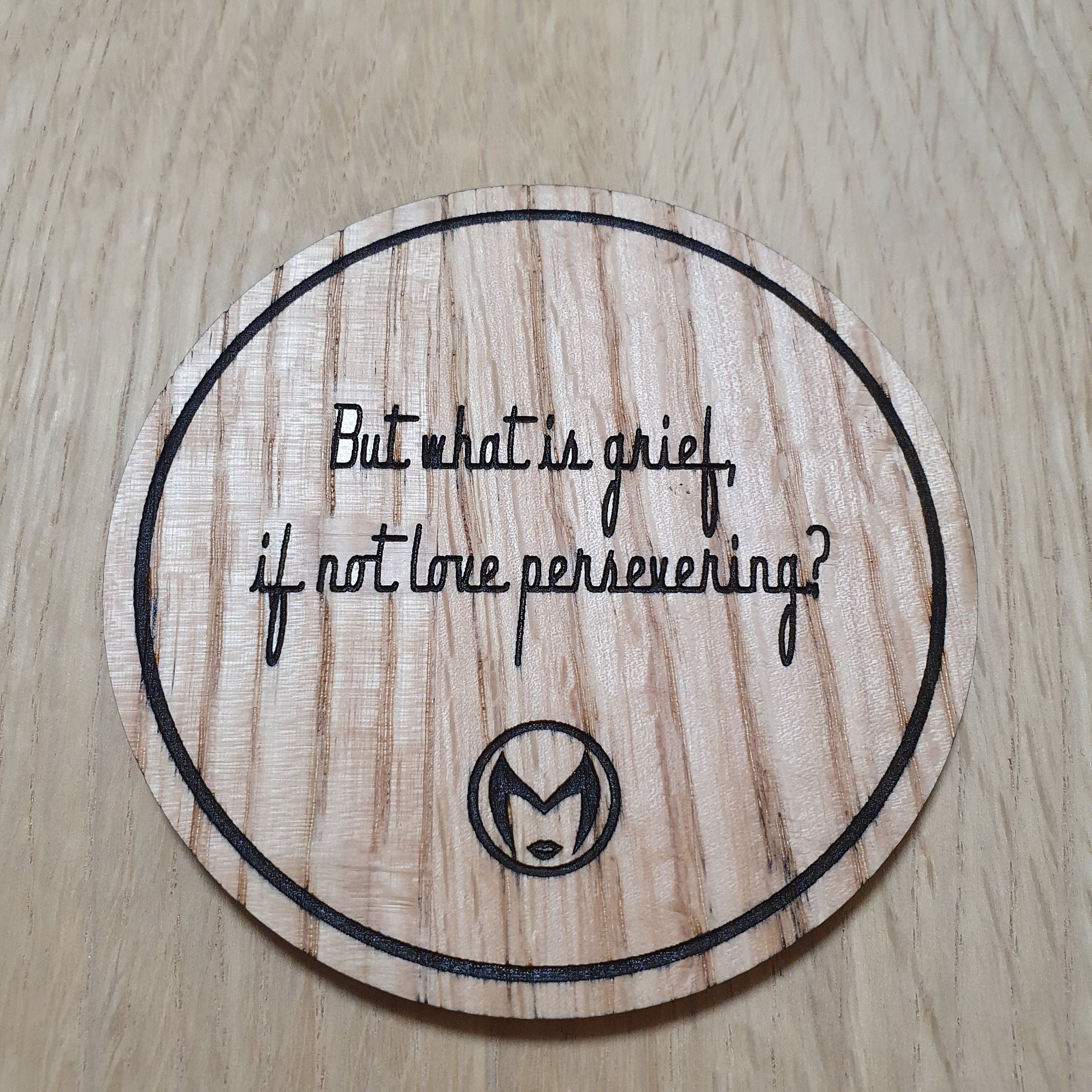 Laser cut wooden coaster. Love Preserveing Quote - Unique Gift lasercut