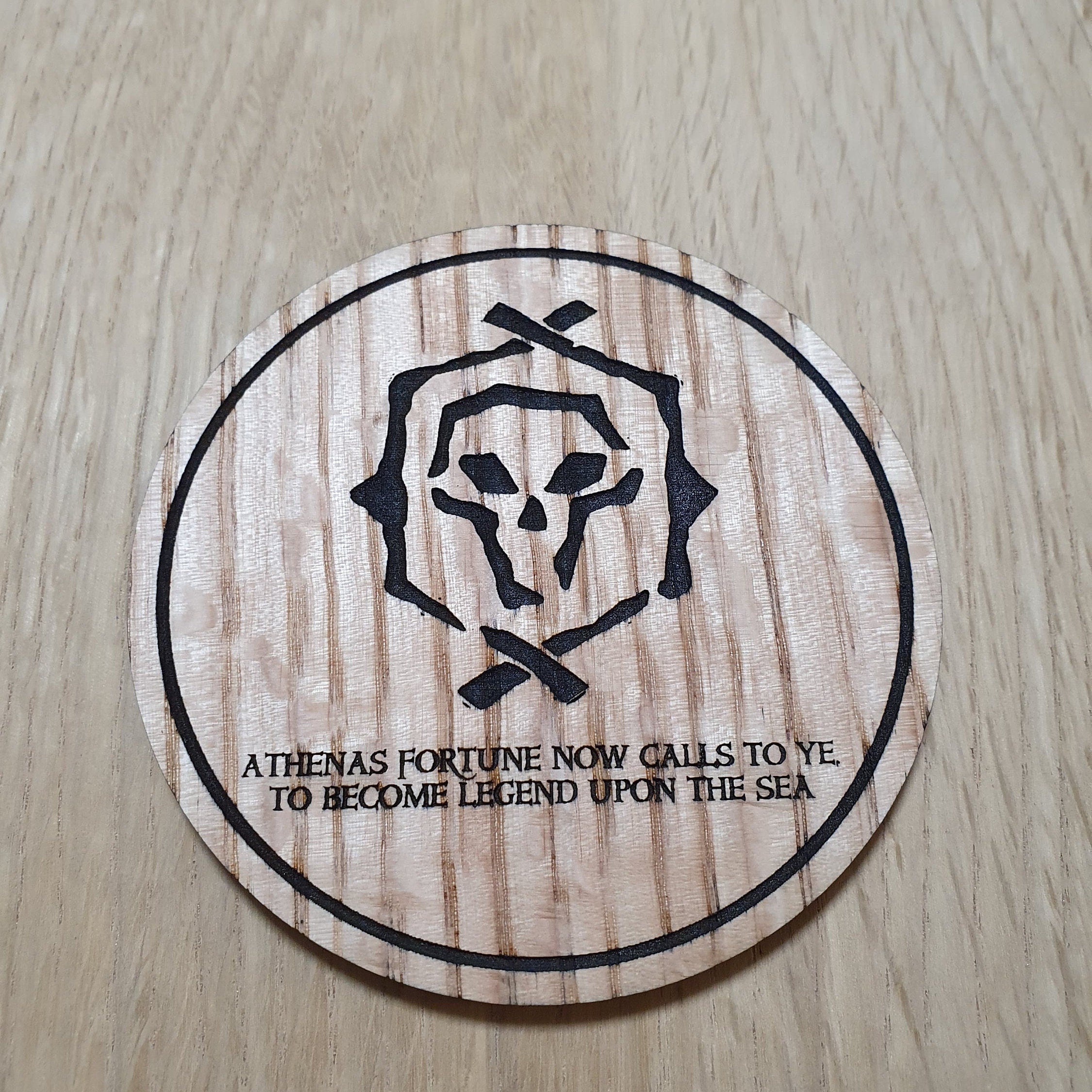Laser cut wooden coaster. Athena Fortune Treasure - Unique Gift lasercut