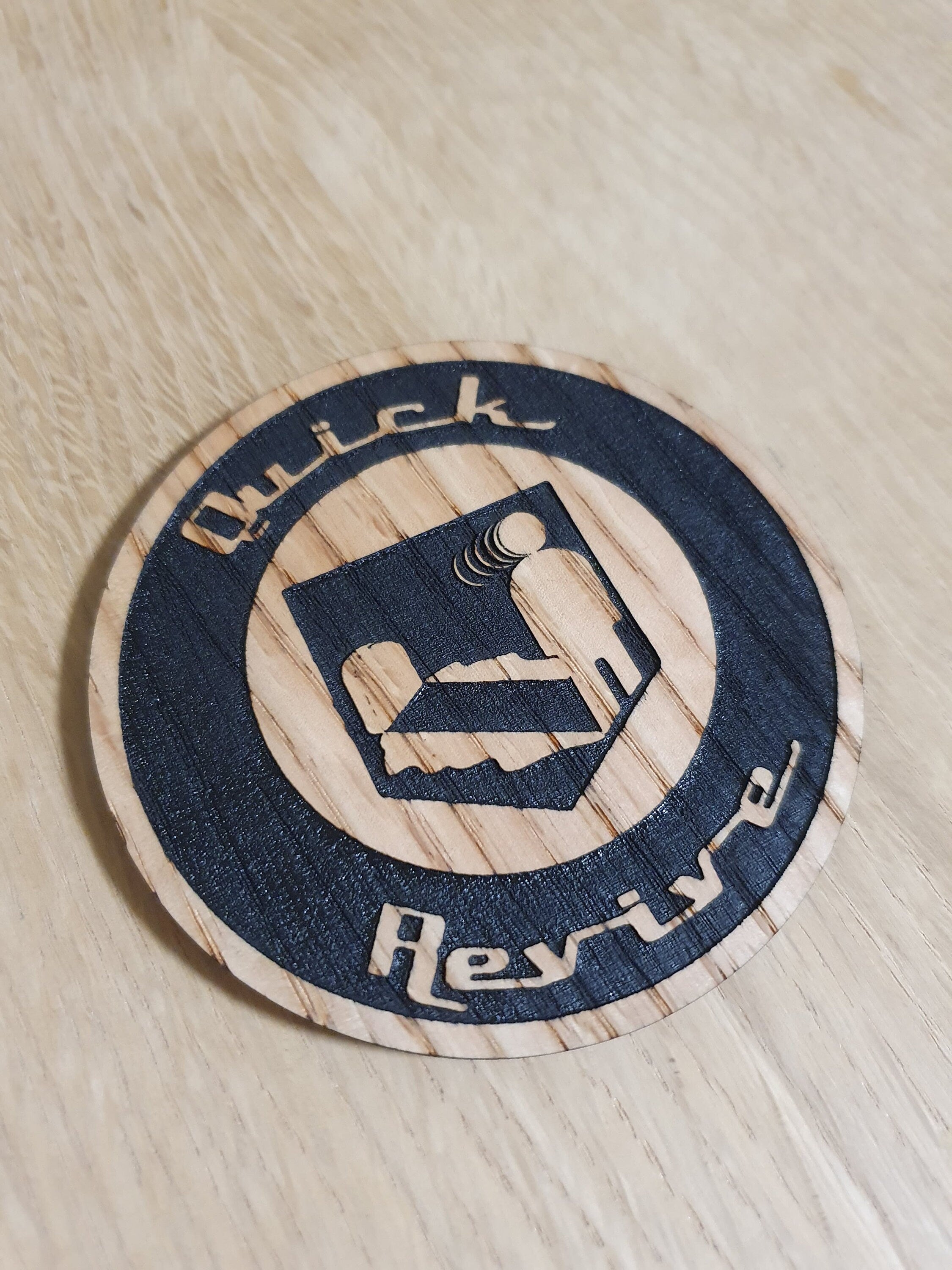Laser cut wooden coaster. duty call Quick Revive Perk - Unique Gift lasercut