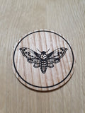 Laser cut wooden coaster. Silence of Lamb Death moth - Unique Gift lasercut