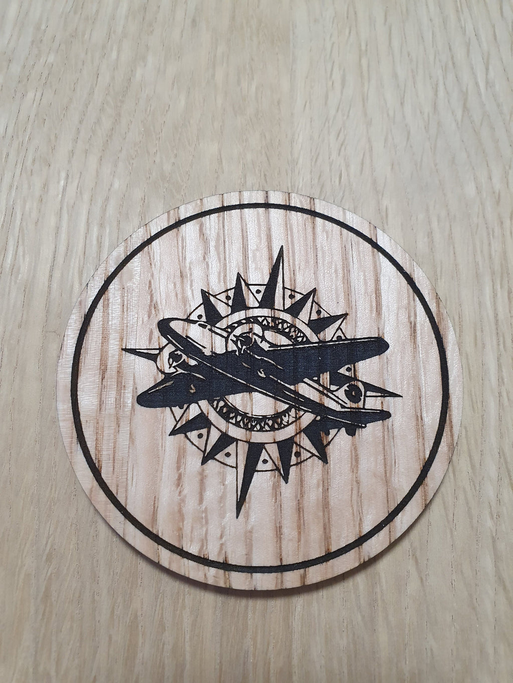 Laser cut wooden coaster. Indiana Jones Plane - Unique Gift lasercut
