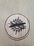 Laser cut wooden coaster. Indiana Jones Plane - Unique Gift lasercut