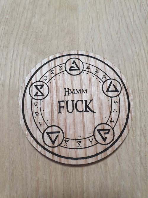 Laser cut wooden coaster personalised. Witcher Hmmm