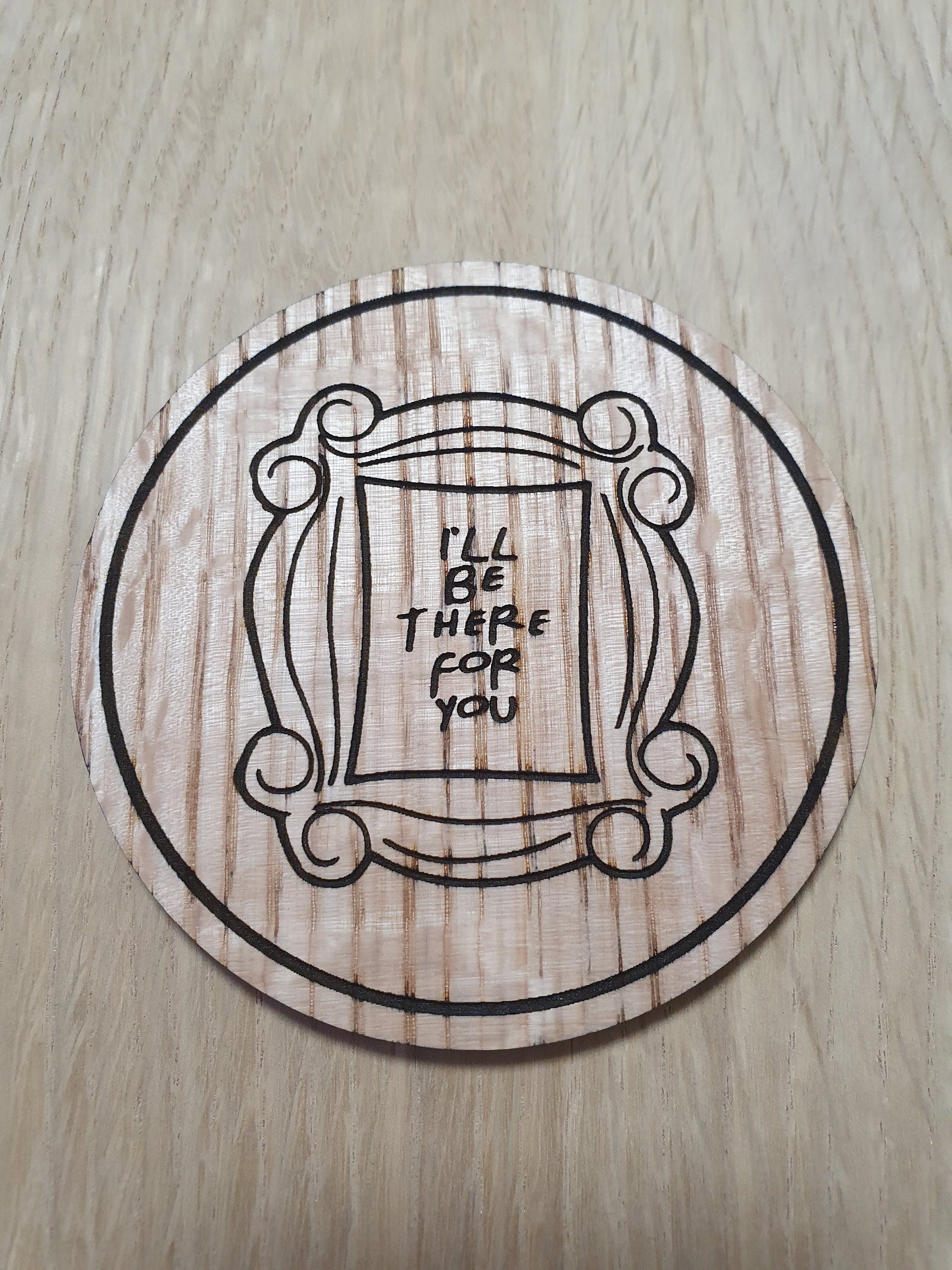 Laser cut wooden coaster. Friends Door Frame - Unique Gift lasercut