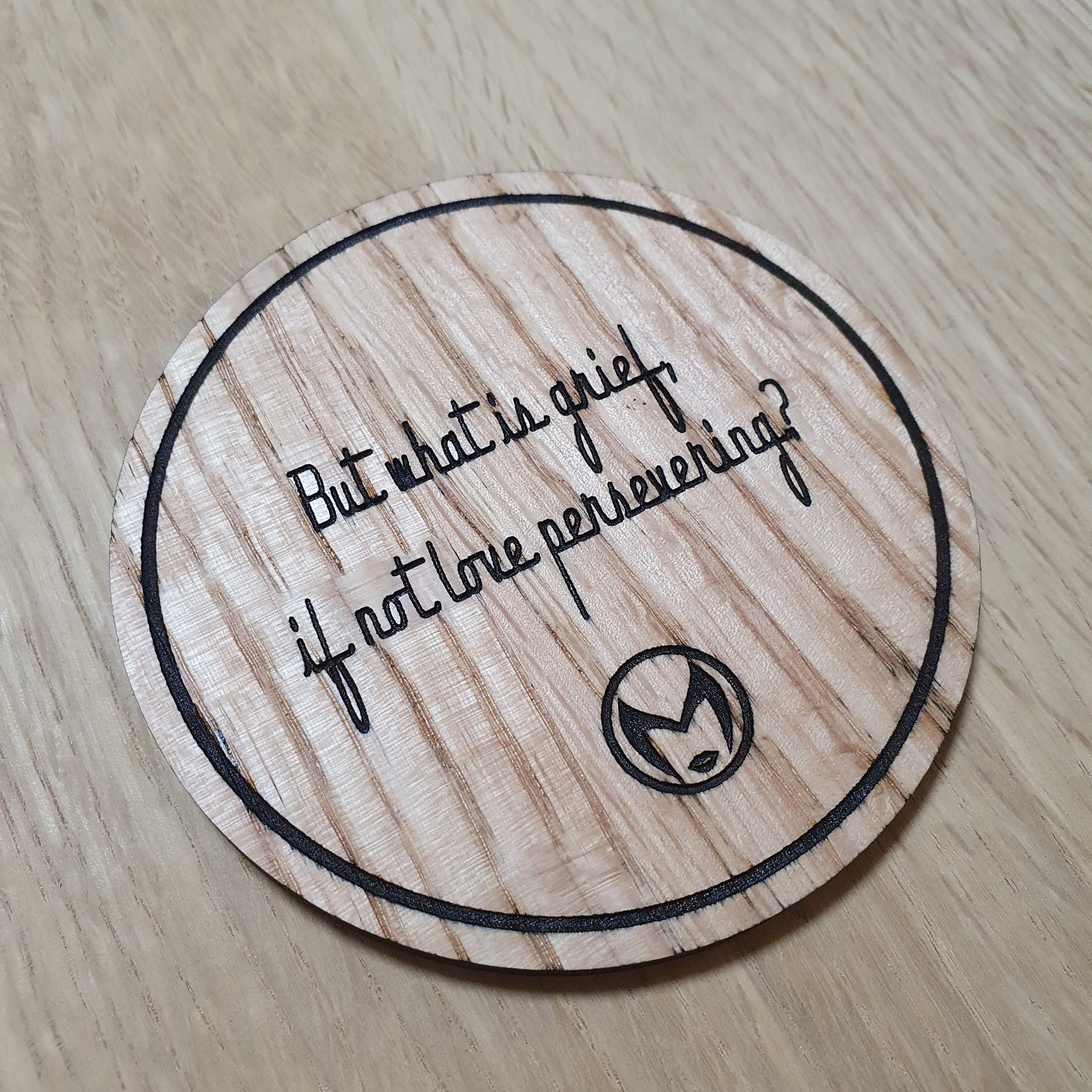 Laser cut wooden coaster. Love Preserveing Quote - Unique Gift lasercut