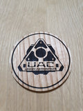Laser cut wooden coaster. UAC union aerospace - Unique Gift lasercut