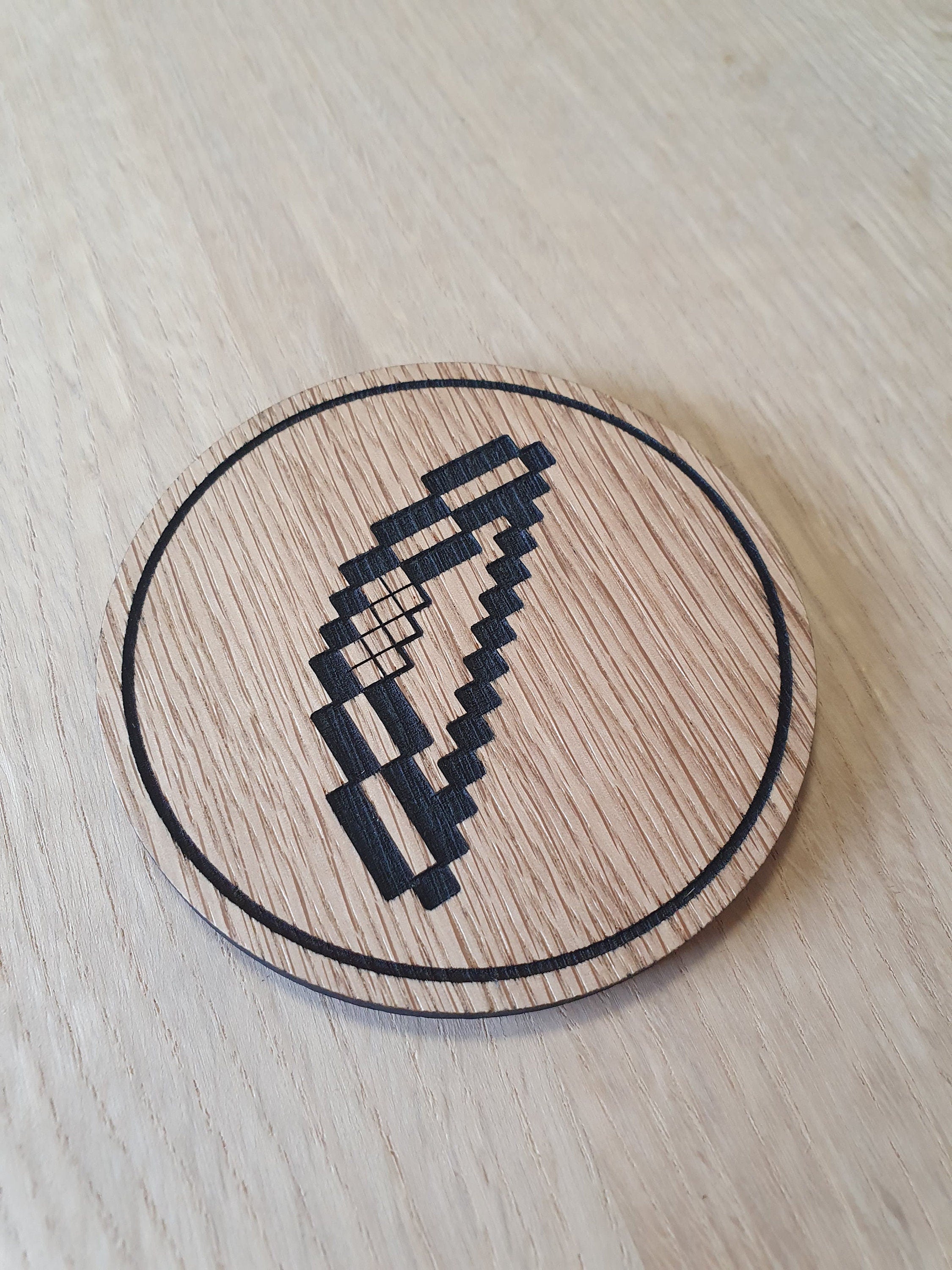 Laser Cut Oak Veneer Coaster: Diamond Bow Design
