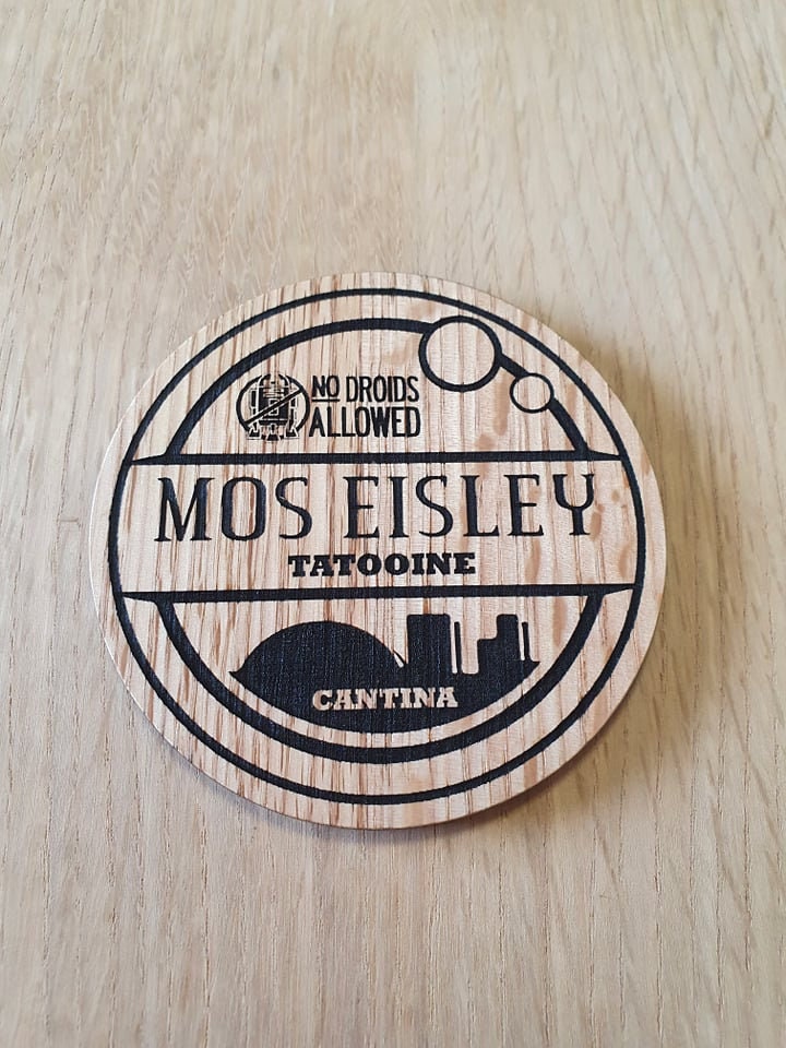Laser cut wooden coaster. Mos Eisley Cantina - Unique Gift lasercut