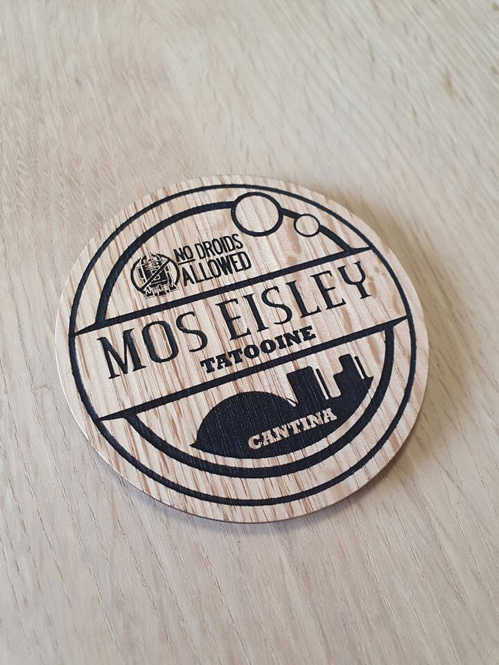 Laser cut wooden coaster. Mos Eisley Cantina - Unique Gift lasercut