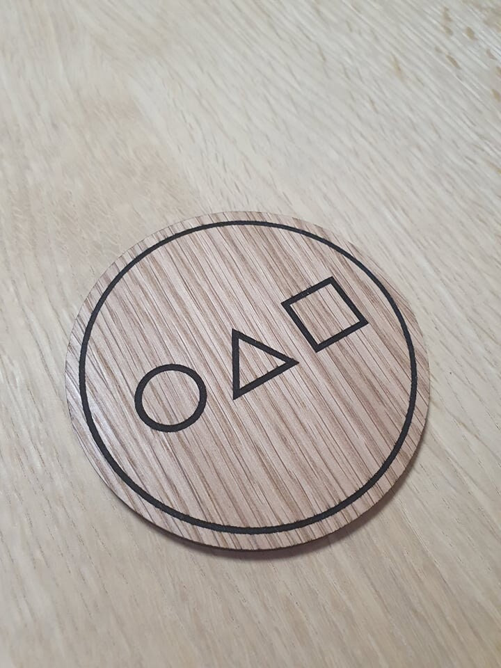 Laser cut wooden coaster. Squid Game shapes - Unique Gift lasercut