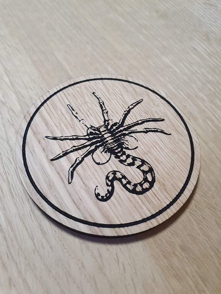 Laser cut wooden coaster. Alien Xenomorph Face Hugger - Unique Gift lasercut