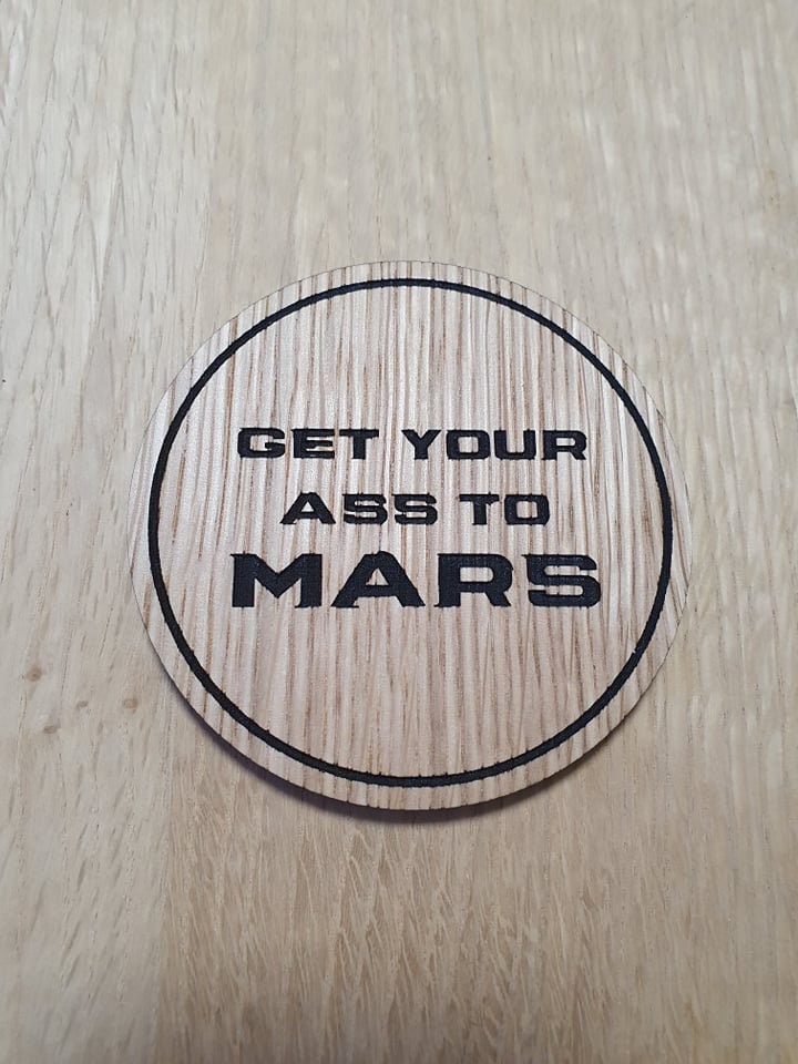 Laser cut wooden coaster. Total Recall Ass to Mars Quote - Unique Gift lasercut