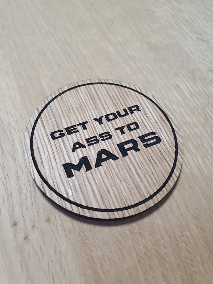 Laser cut wooden coaster. Total Recall Ass to Mars Quote - Unique Gift lasercut