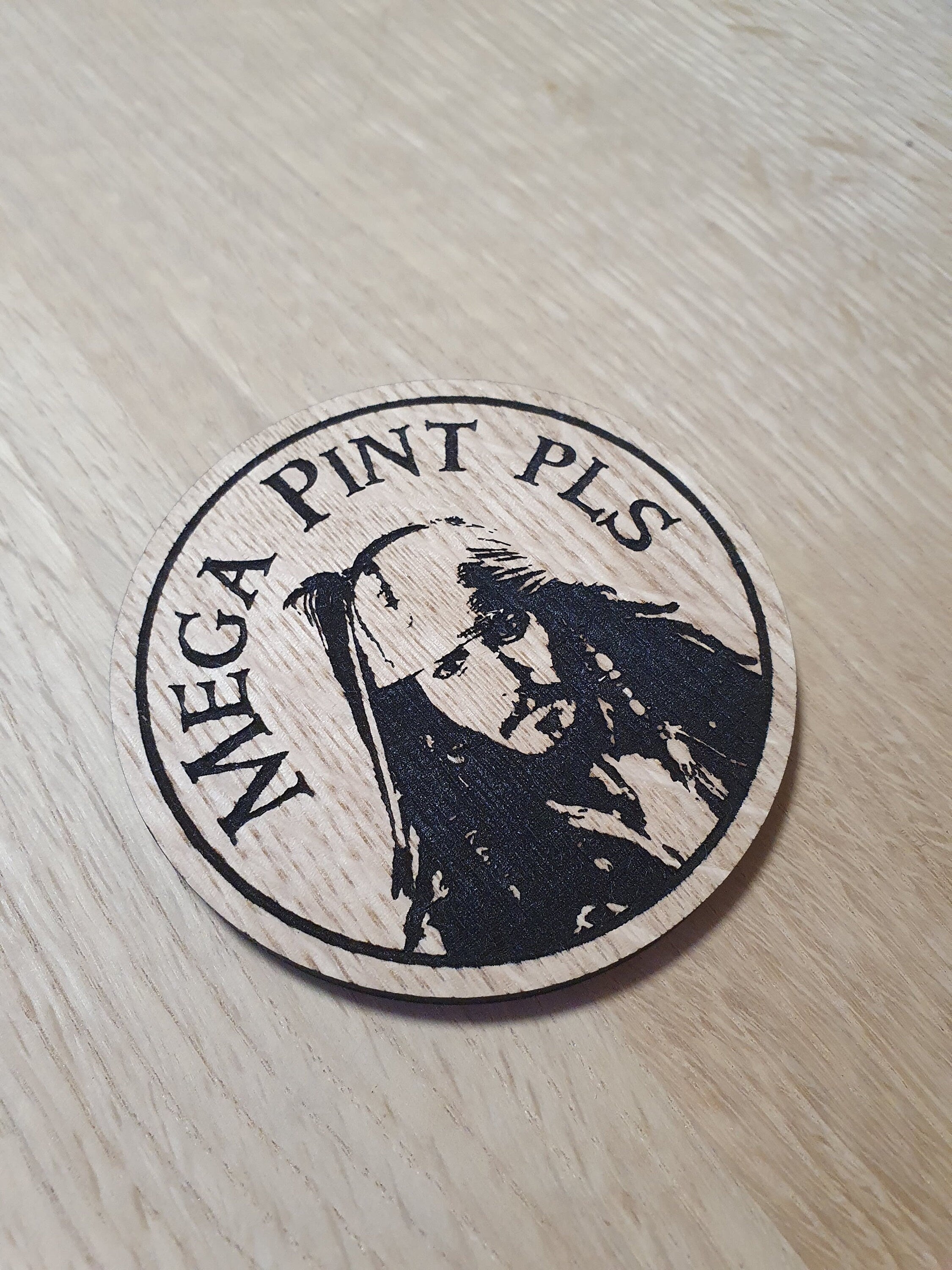 Laser cut wooden coaster. Depp Heard Mega Pint Pun - Unique Gift lasercut