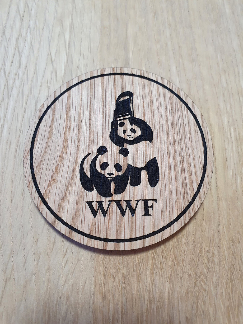 Laser cut wooden coaster. WWF Wresting Panda - Unique Gift lasercut