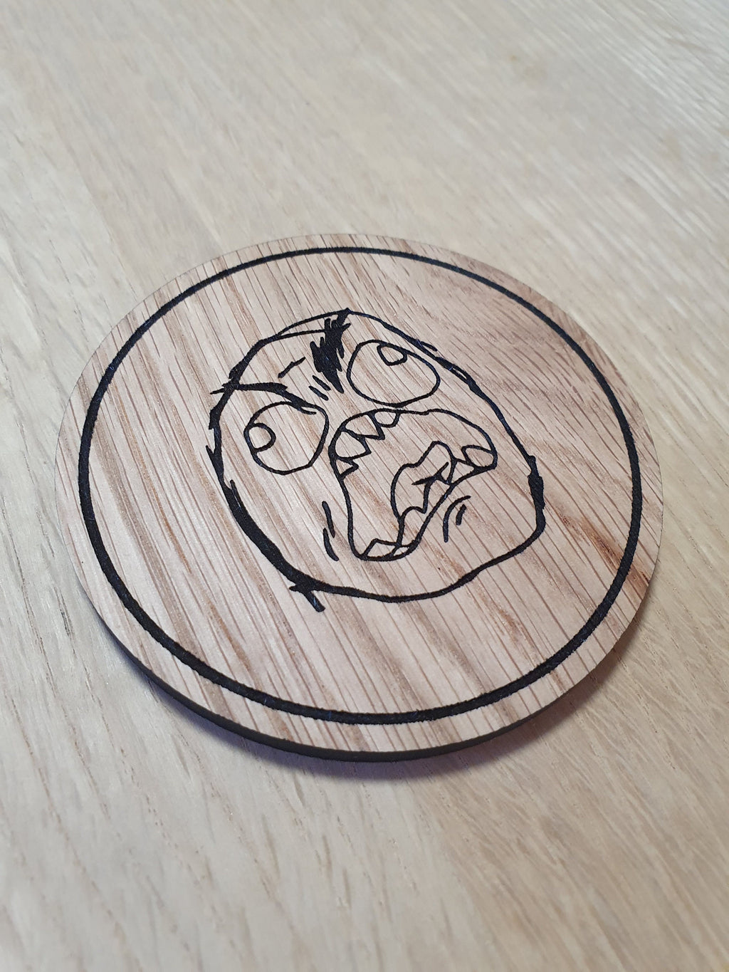 Laser cut wooden coaster. Meme Rage face FFFFFUUUUUU - Unique Gift lasercut