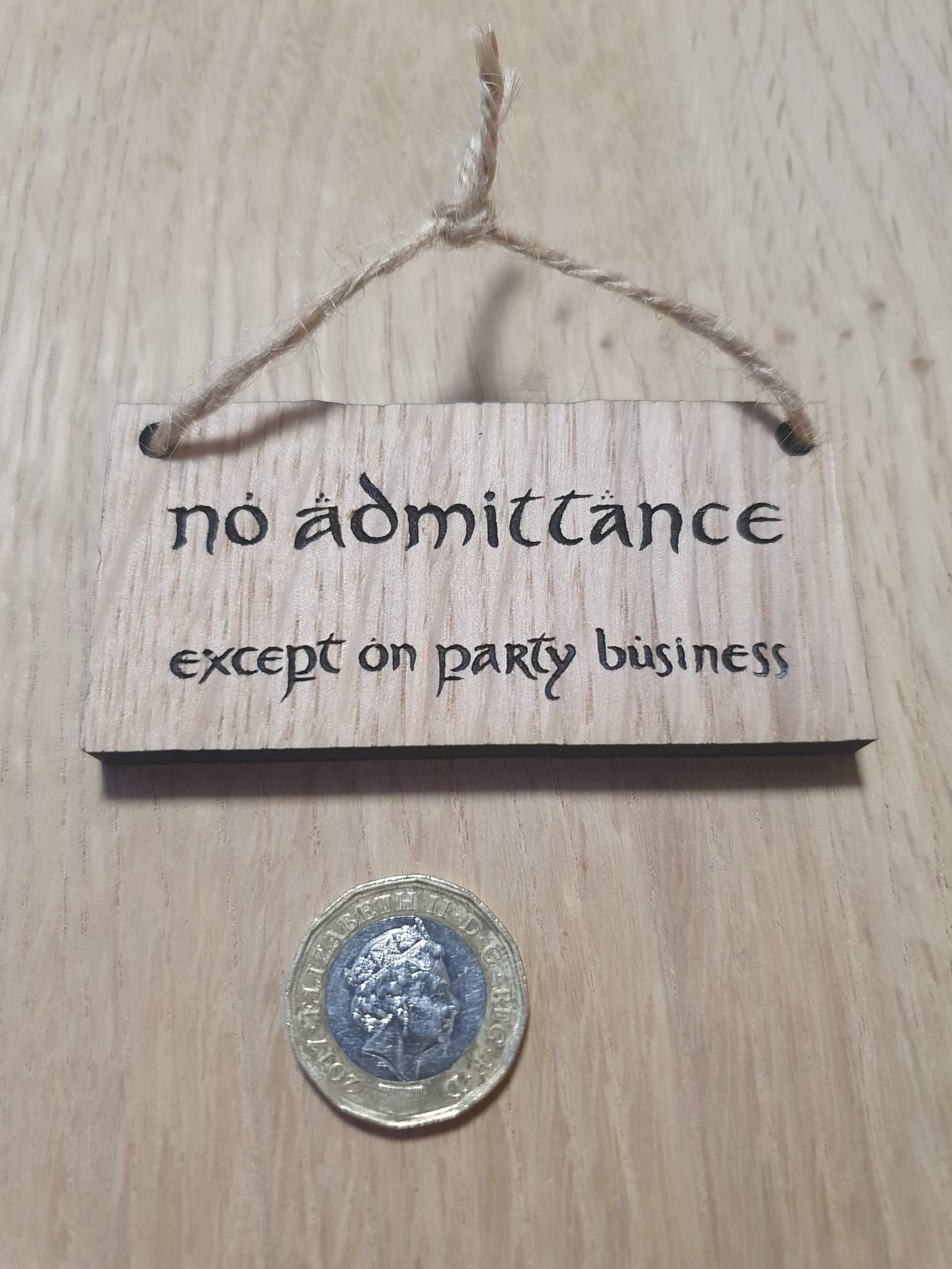 Lasercut wooden Christmas tree decoration. Hobbit No Admittance except on Party Business - Unique Gift