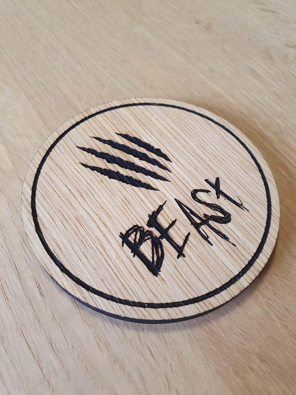 Laser Cut Oak Veneer Coaster Set: Beauty and Beast Design
