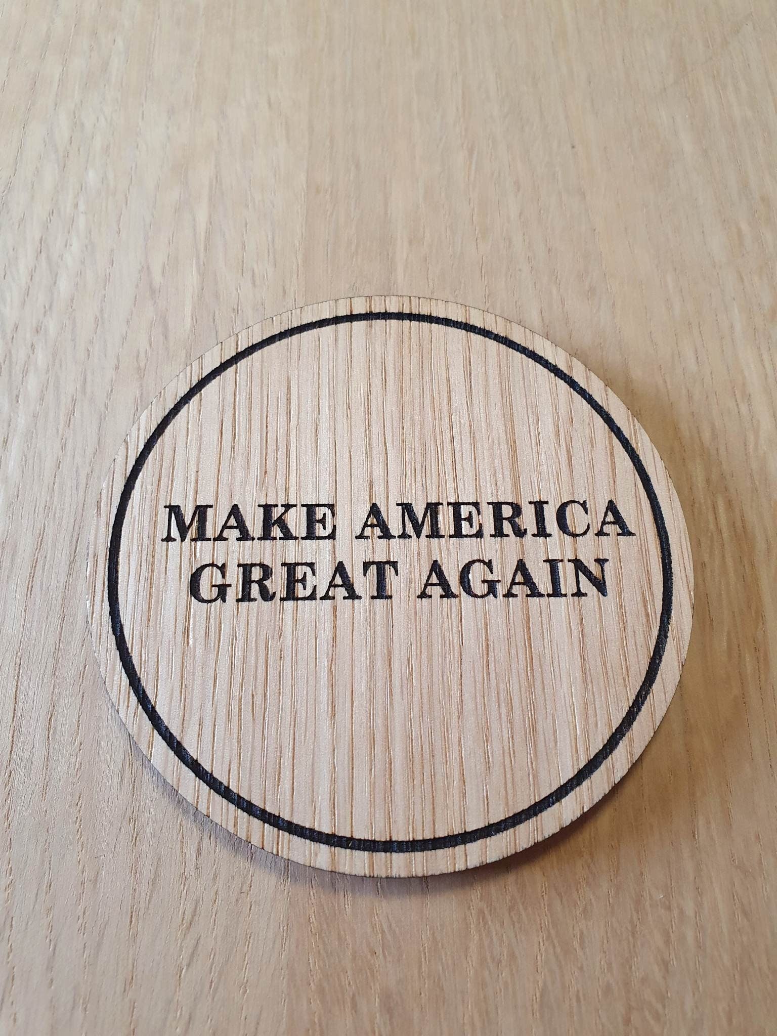 Laser cut wooden coaster. MAGA Make America Great - Unique Gift lasercut