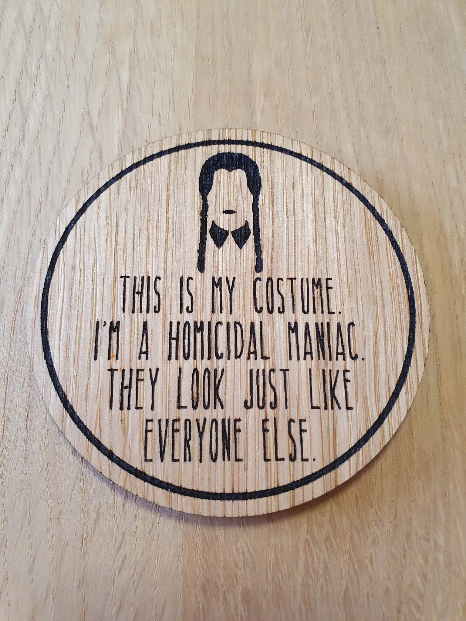 Laser cut wooden coaster. Wednesday Costume - Unique Gift lasercut