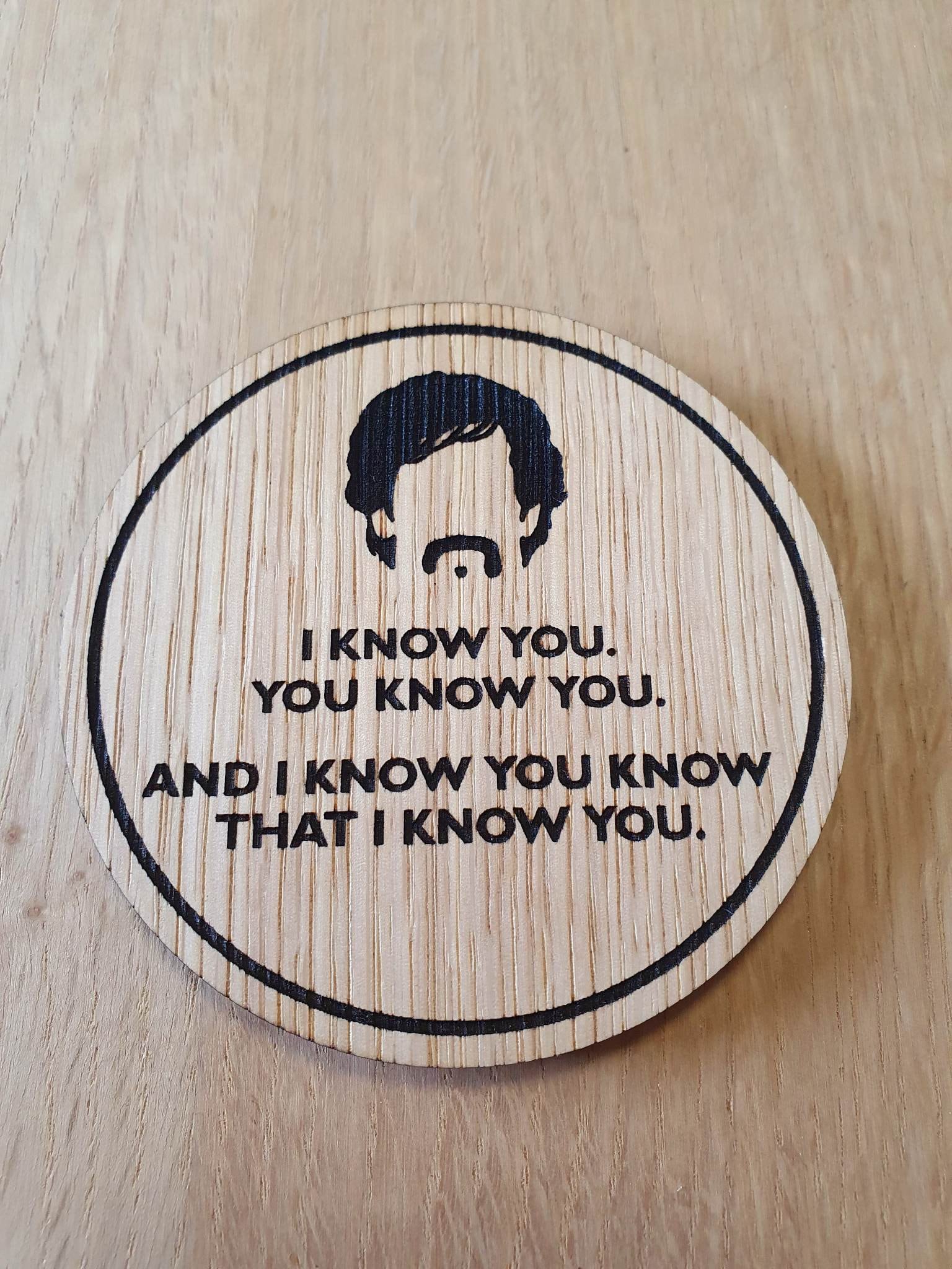 Laser cut wooden coaster. Dodge Know Inspirational Quote - Unique Gift lasercut