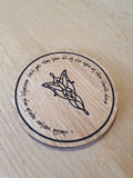 Laser cut wooden coaster. Arwen Elvish Quote - Unique Gift lasercut