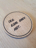 Laser cut wooden coaster. Space captain Earl Grey - Unique Gift lasercut