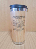 Lasercut Travel Mug - S-Steel with 100% Bamboo exterior - Dune coffee tea quote pun - Unique Gift