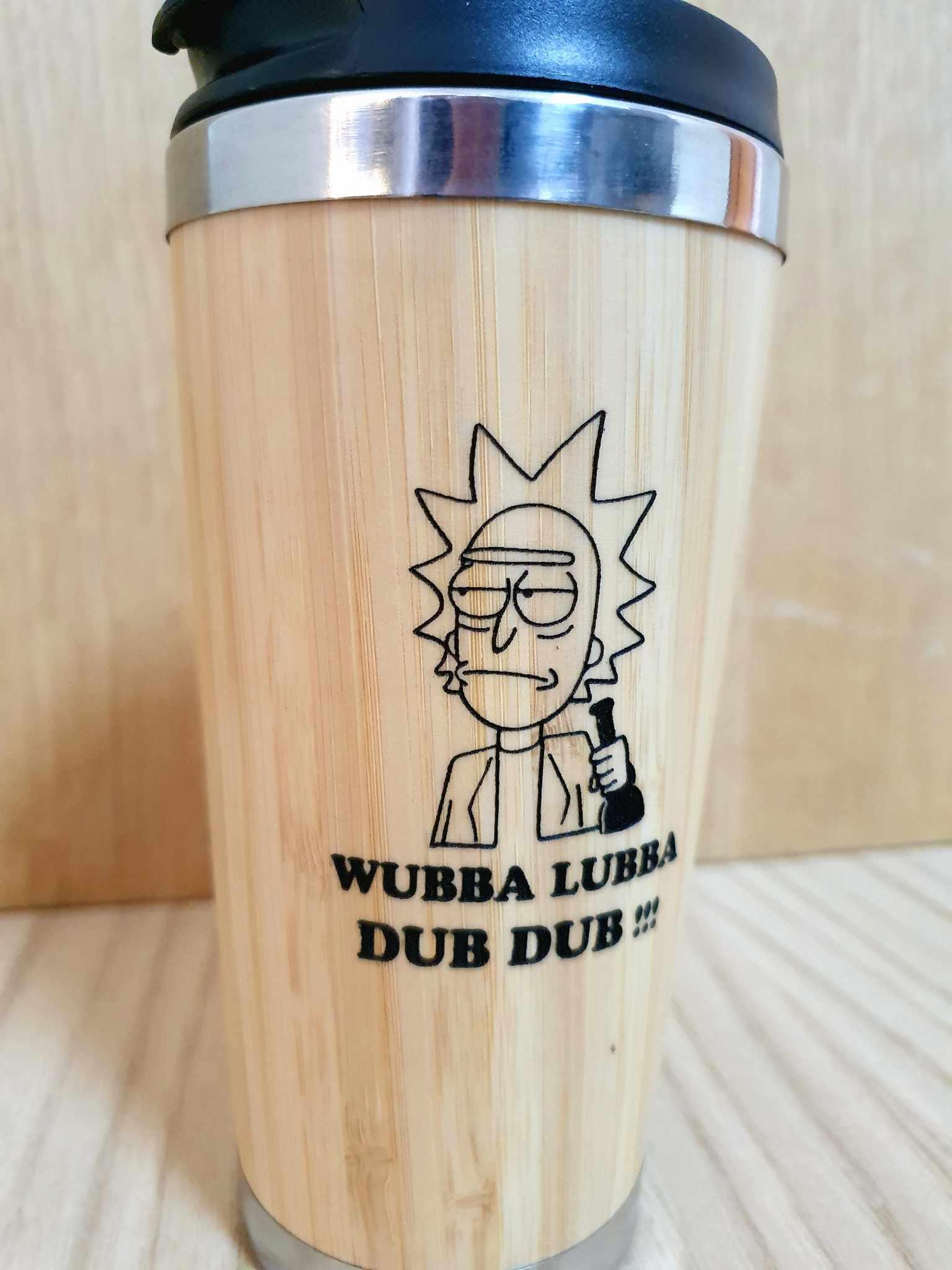 Lasercut Travel Mug - Bamboo Eco Friendly - Wubba Lubba Dub - Unique Gift