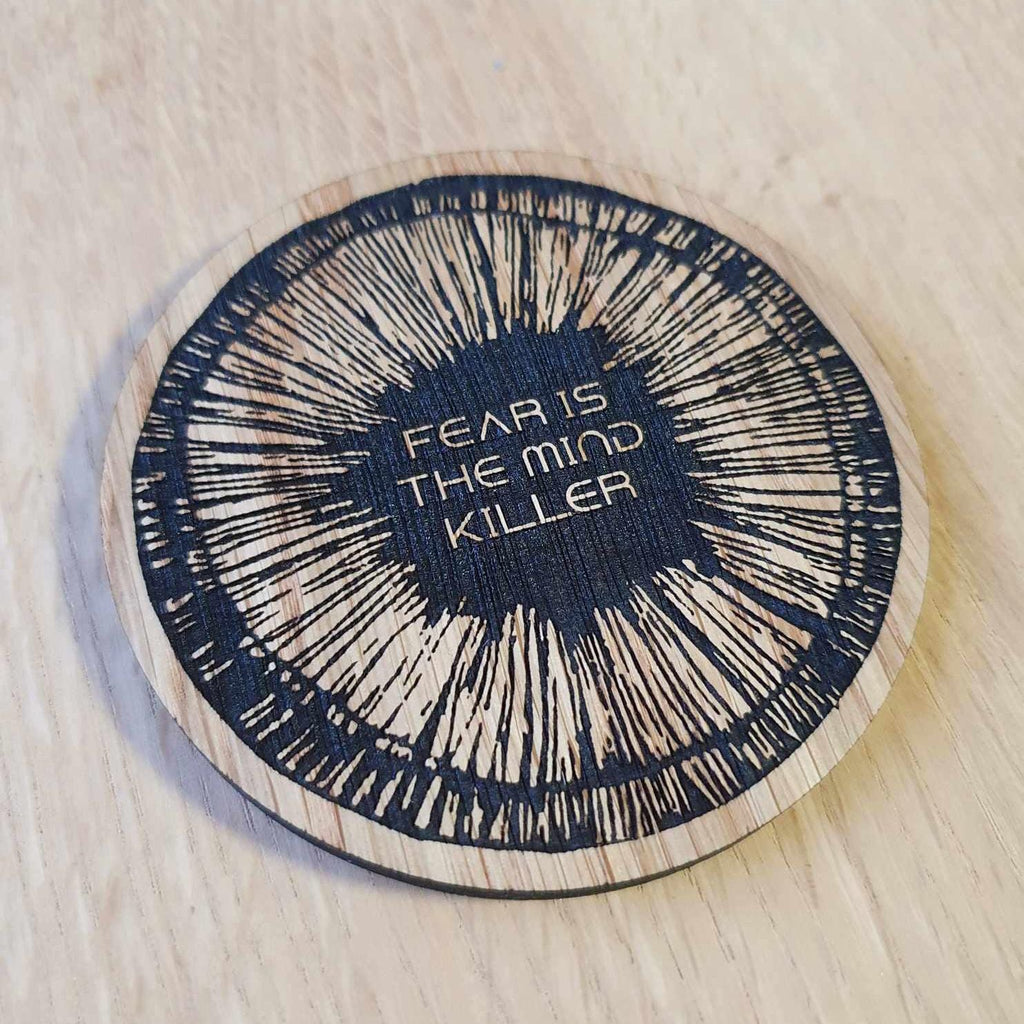 Laser cut wooden coaster. Dune Fear mind killer quote - Unique Gift lasercut