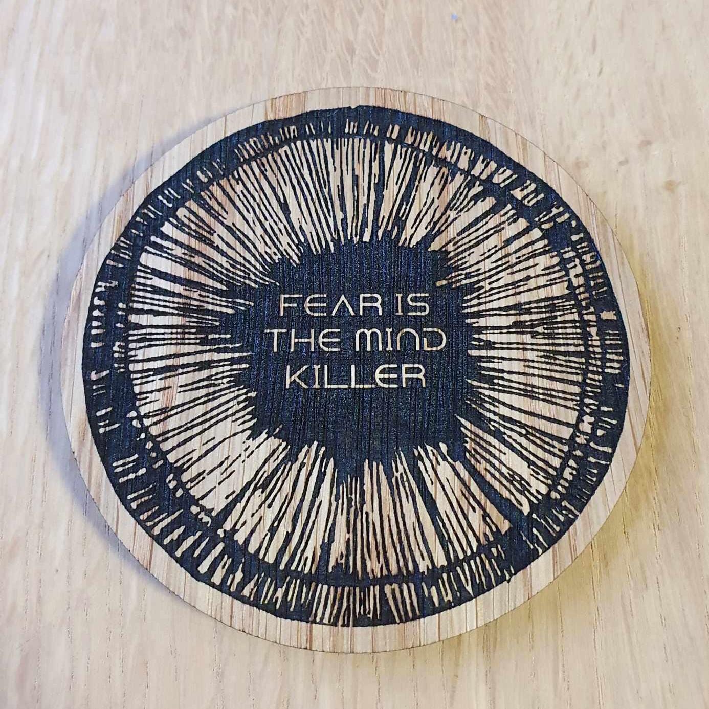 Laser cut wooden coaster. Dune Fear mind killer quote - Unique Gift lasercut