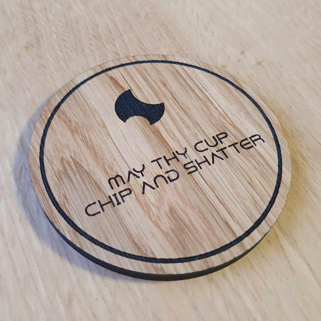 Laser cut wooden coaster. Dune cup chip and shatter quote - Unique Gift lasercut