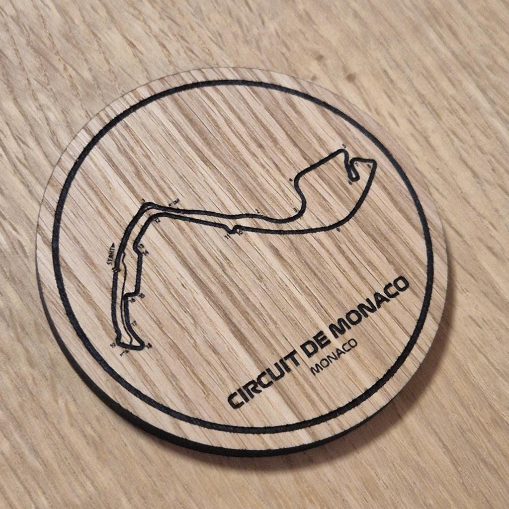 Laser Cut Monaco F1 Track Wooden Coaster: Formula One Gift