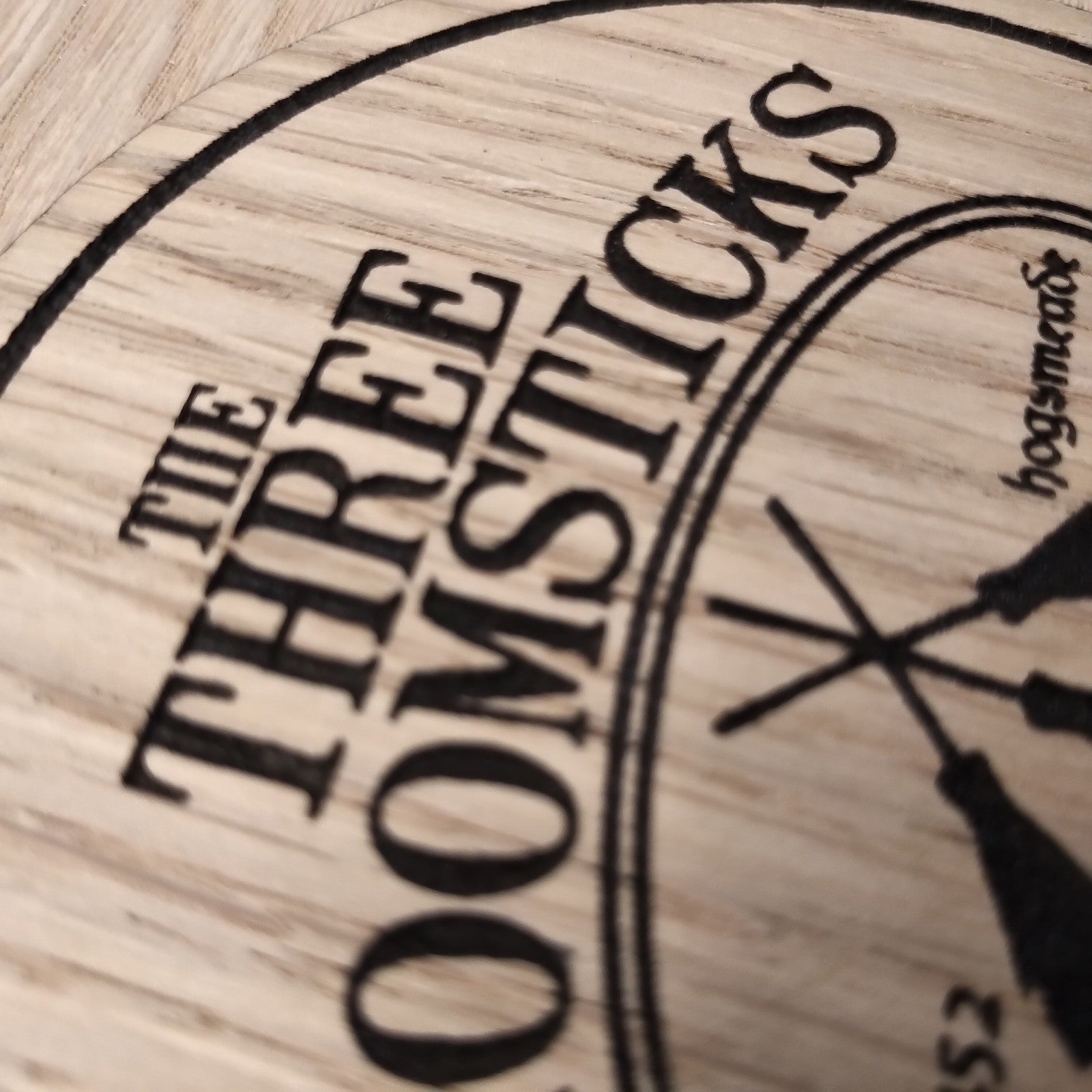 Laser cut wooden coaster personalised. 3 Broomsticks