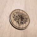 Laser cut wooden coaster. Wizard school