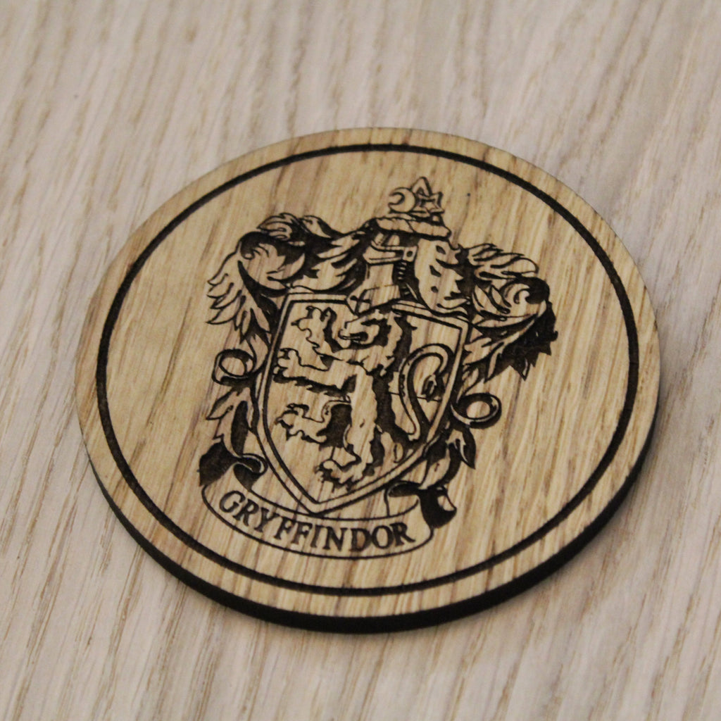 Laser cut wooden coaster. gryff indor
