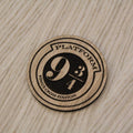Laser cut wooden coaster. train station