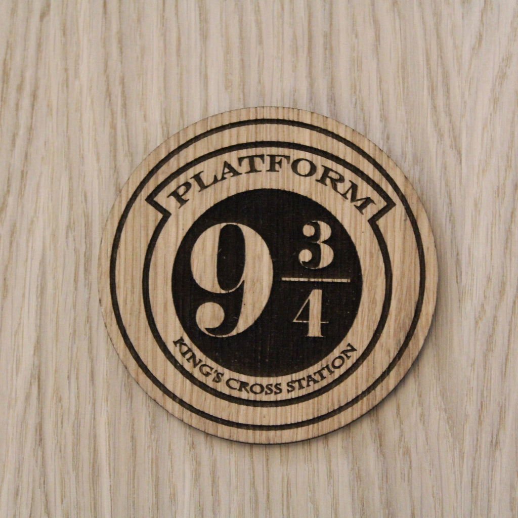 Laser cut wooden coaster. train station
