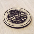 Laser cut wooden coaster personalised. butter beer broomsticks