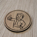Laser cut wooden coaster. Pip boy fallout