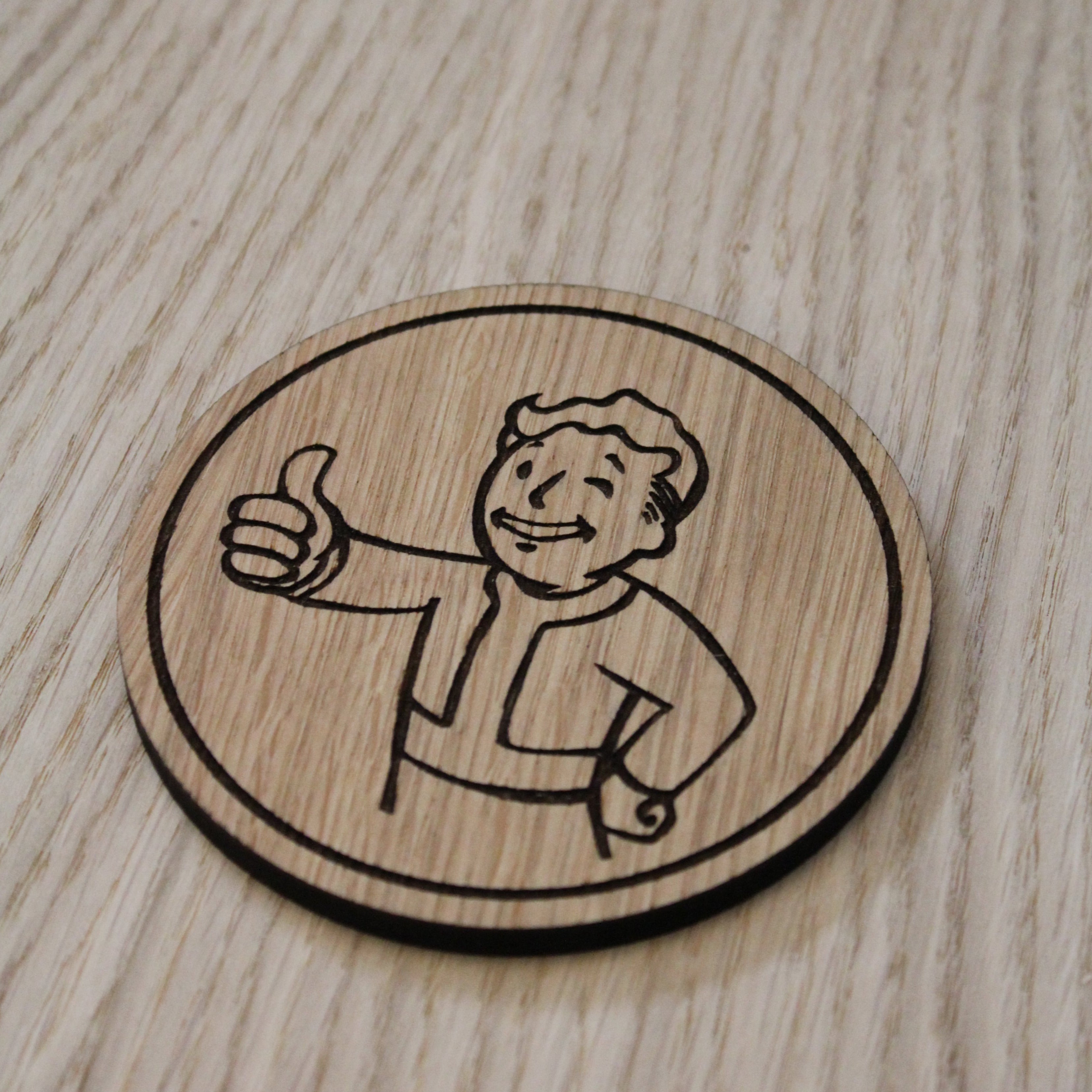 Laser cut wooden coaster. Pip boy fallout