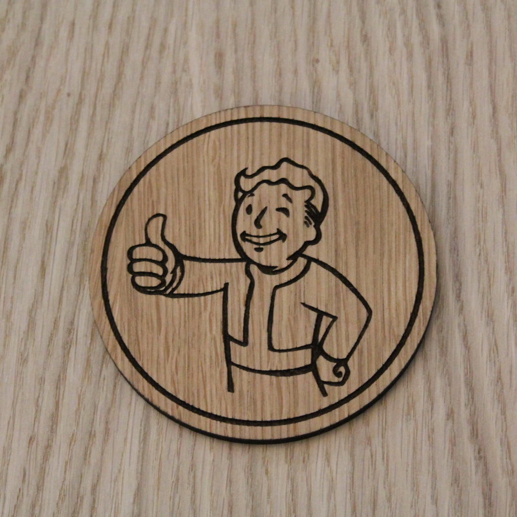 Laser cut wooden coaster. Pip boy fallout