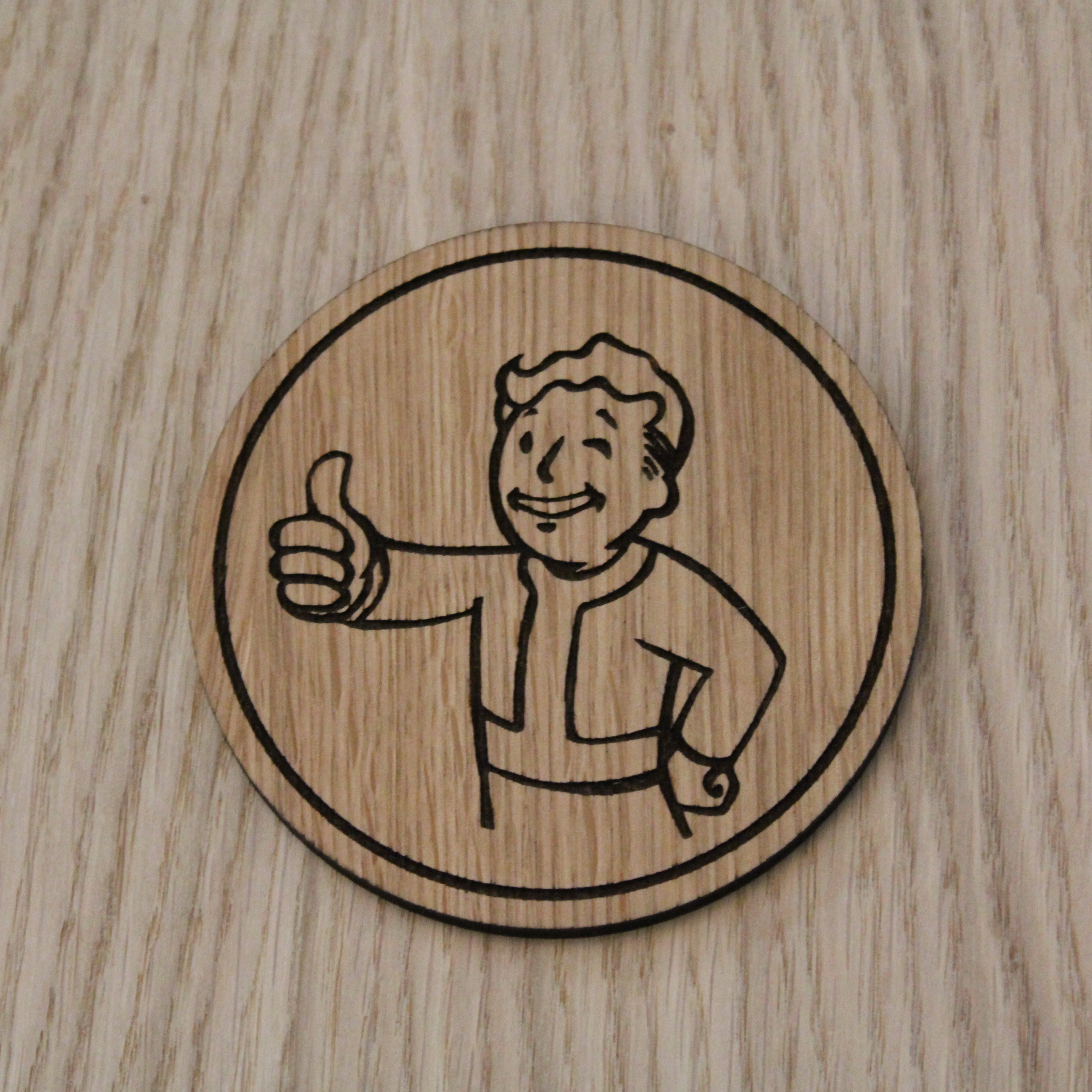 Laser cut wooden coaster. Pip boy fallout